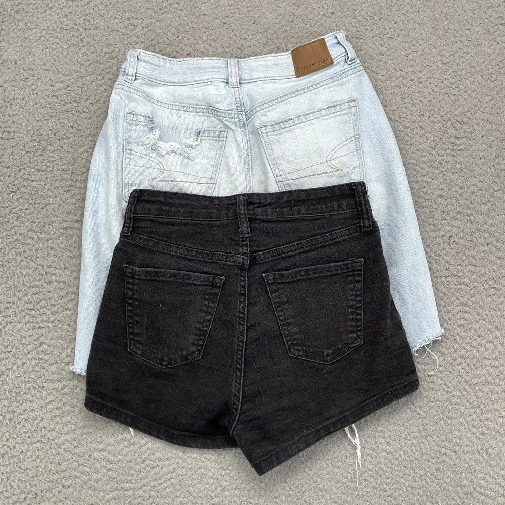 Denim Jean Shorts Lot 2‎ Women's 25* Bermuda High Preppy Y2K 90's Retro Academia